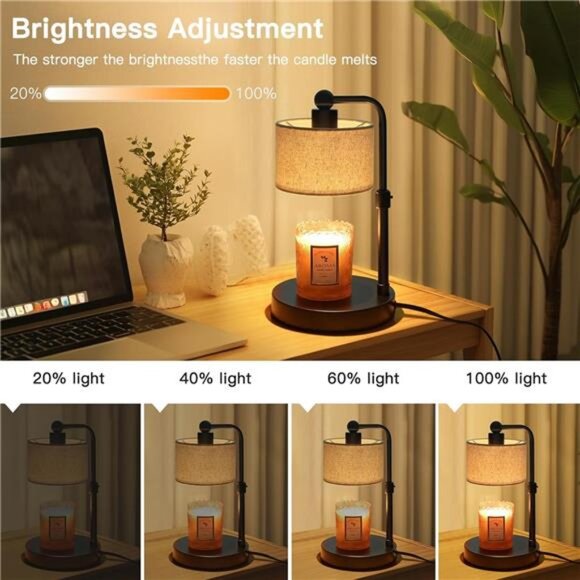 Candle Warmer Lamp with Timer, Adjustable Height Candle Warmer Lamp with 2 bulbs - Picture 5 of 7